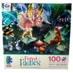 Ceaco Kids Forest Fairies Puzzle, 100 Piece, 15 x 11", Fantasy, Magic, Mice, NEW